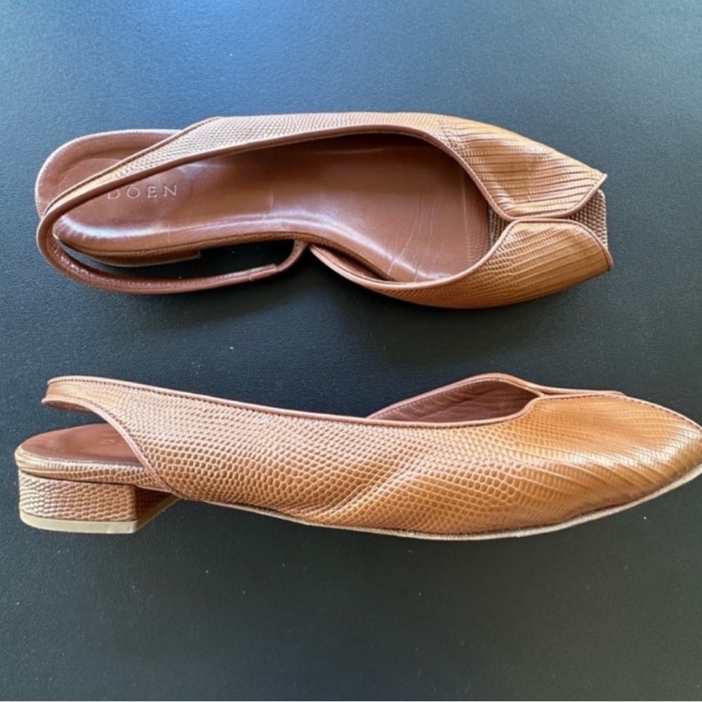 Doen Chloe Slingback in Oak Faux Lizard Leather Size 41 Euro - Picture 7 of 9